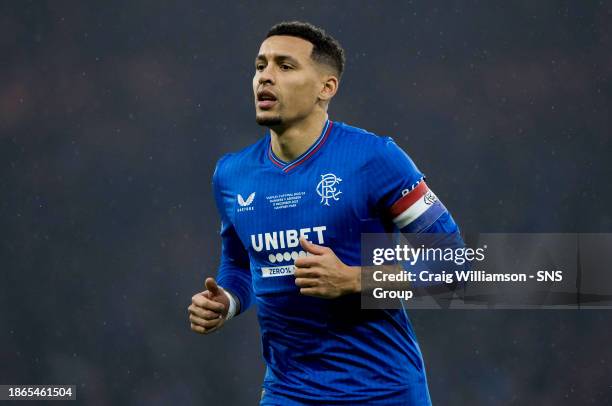 Rangers' James Tavernier in action during the Viaplay Cup Final match between Rangers and Aberdeen at Hampden Park, on December 17 in Glasgow,...