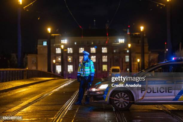 Police take security measures as several people were killed and injured in a shooting incident near a university in Prague, Czech Republic on...