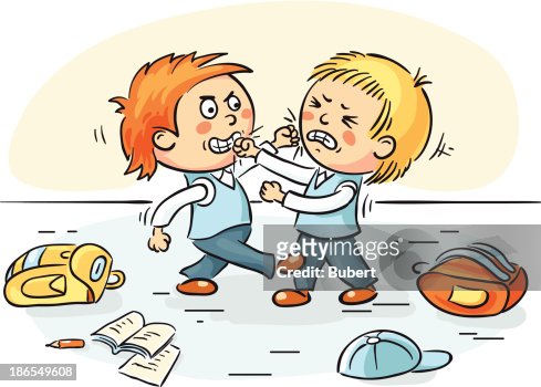 Cartoon Illustration Of Children Fighting After School High-Res Vector  Graphic - Getty Images