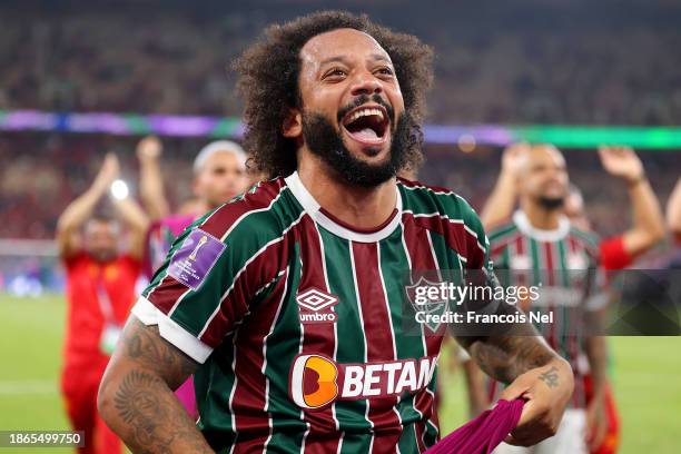 Marcelo of Fluminense celebrates victory following the FIFA Club World Cup Semi-Final match between Fluminense and Al Ahly FC at King Abdullah Sports...