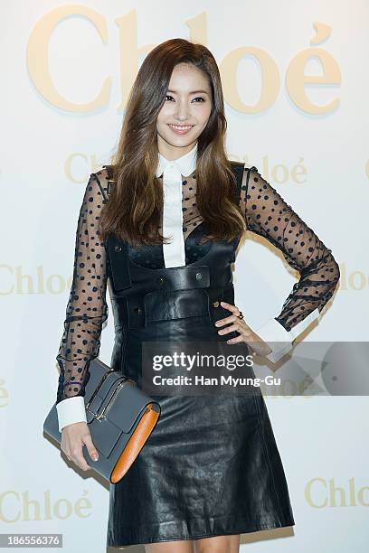 South Korean actress Han Chae-Young attends the 'Chloe' flagship store grand opening event at Chloe Gangnam Store on November 1, 2013 in Seoul, South...