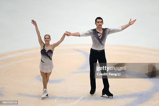 Alexa Scimeca and Chris Knierim of United States skate in the Pairs Short Program during Lexus Cup of China ISU Grand Prix of Figure Skating 2013 at...