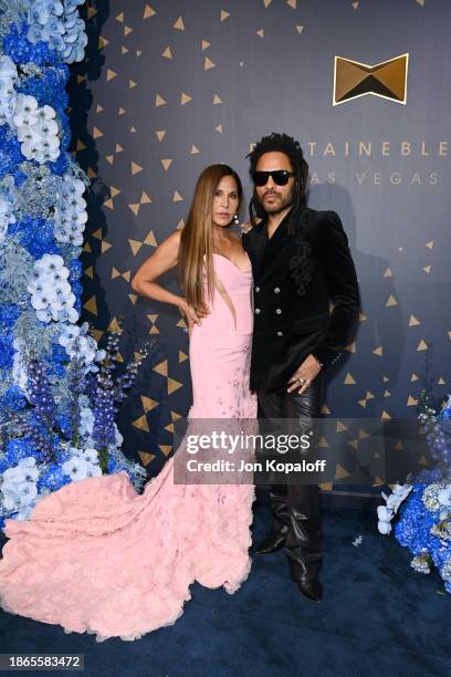 Laurie Lynn Stark and Lenny Kravitz attend the Fontainebleau Las Vegas Star-Studded Grand Opening Celebration on December 13, 2023 in Las Vegas,...