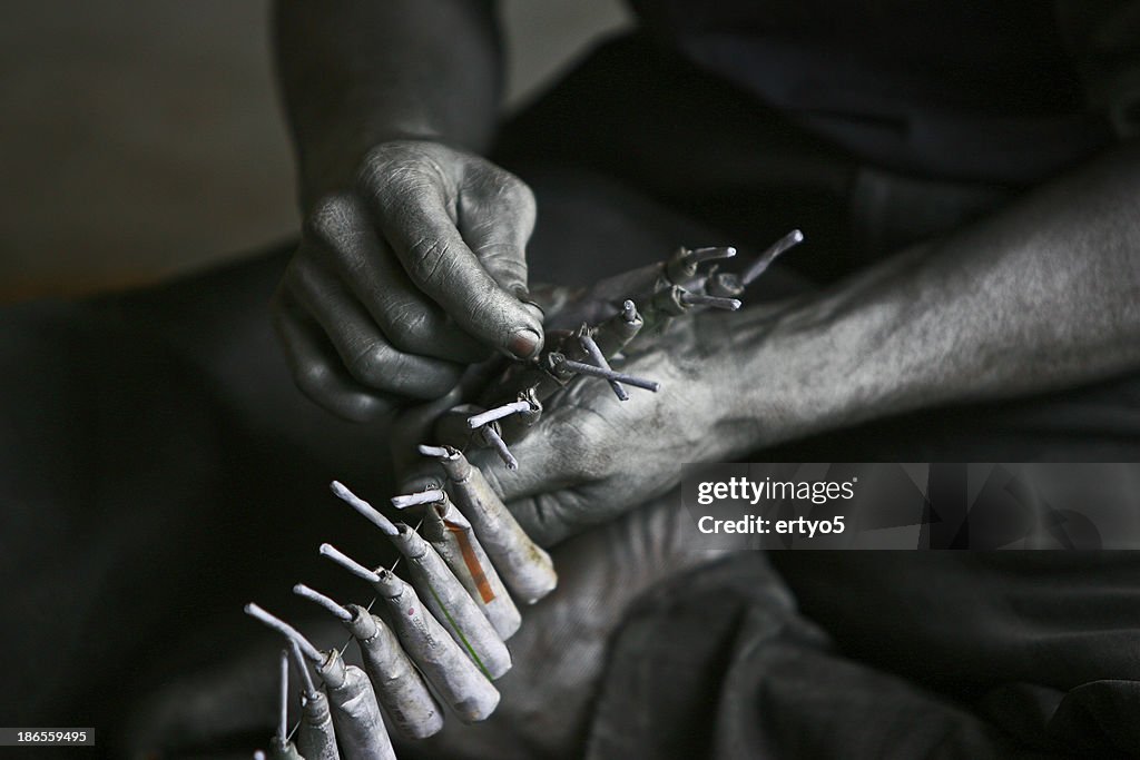 Sri Lankan man makes fire crackers