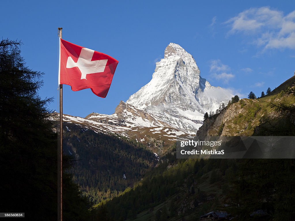 Amazing view of snow-covered Alps in Switzerland