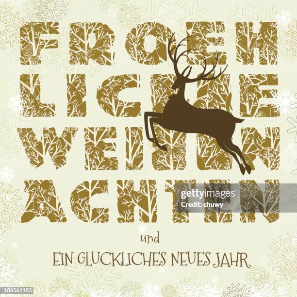 froehliche weihnachten card reindeer text deutsch - weihnachten illustration stock illustrations