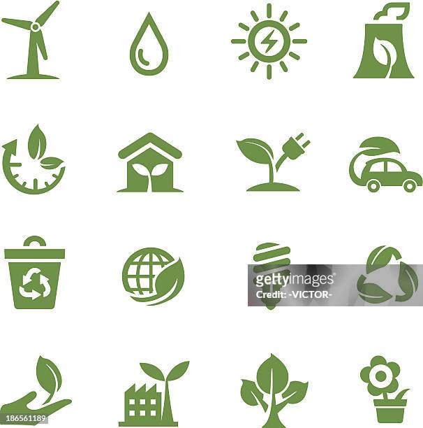 green icons - acme series - efficiency stock illustrations