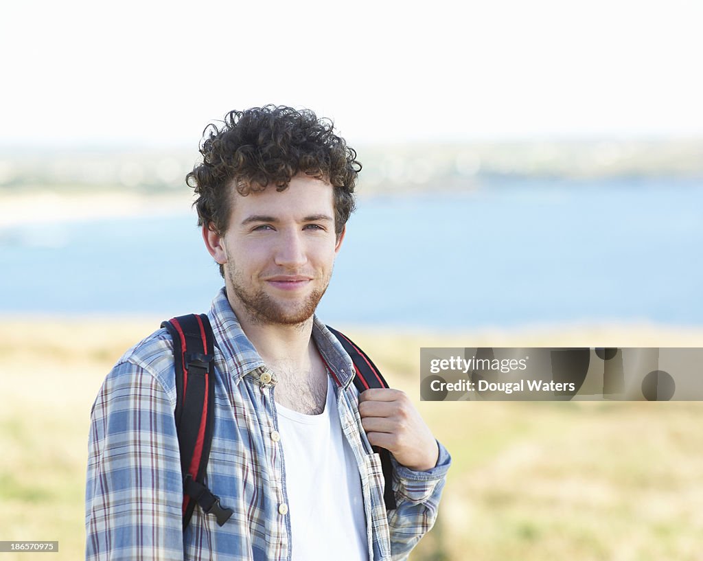 Portrait of male hiker smiling.