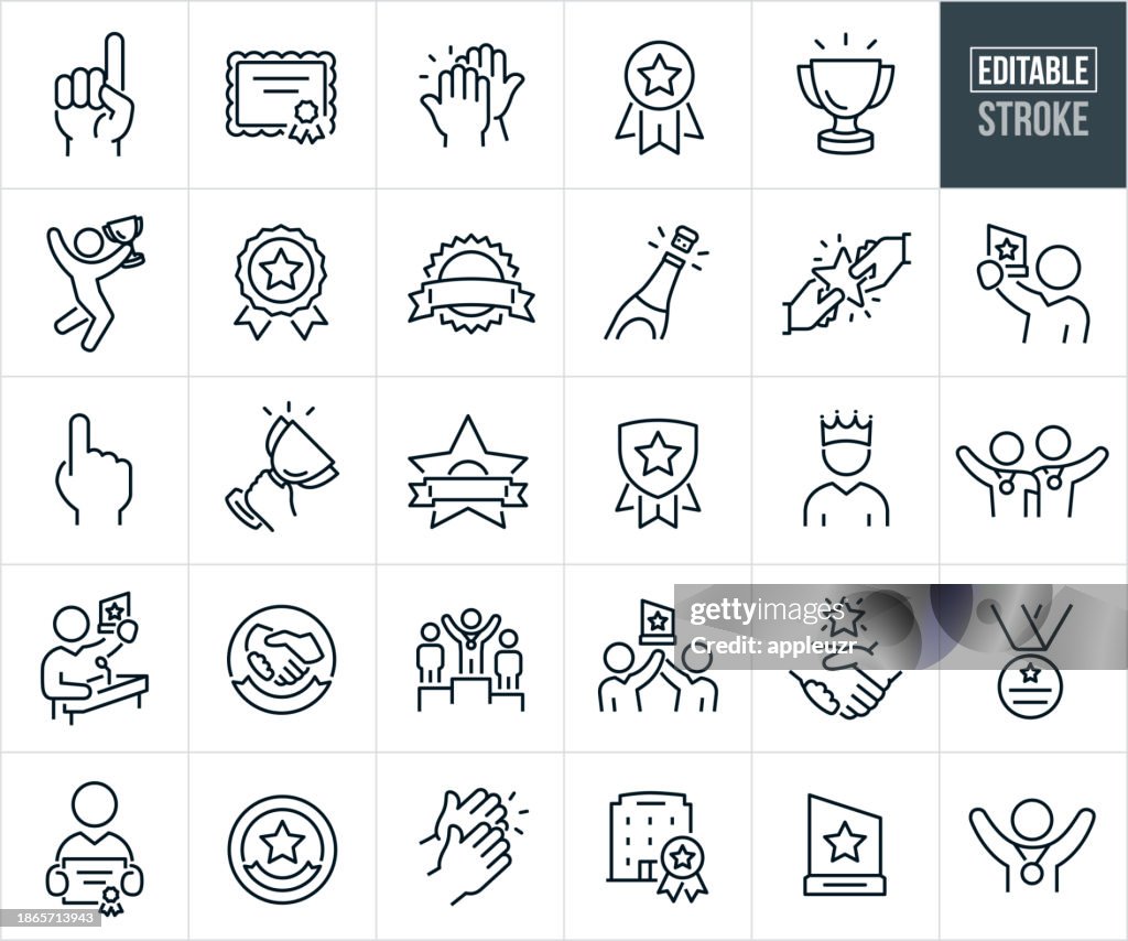 Awards Of Achievement Thin Line Icons - Editable Stroke