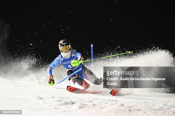 Marion Chevrier of Team France in action during the Audi FIS Alpine Ski World Cup Women's Slalom on December 21, 2023 in Courchevel, France.