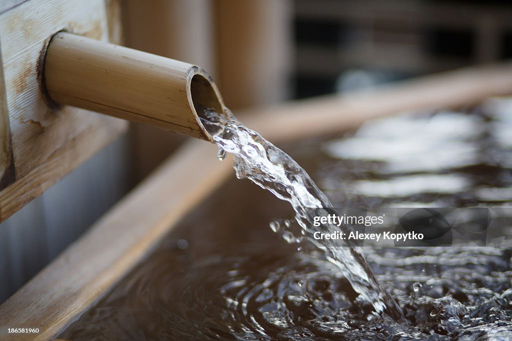 Water flowing at an onsen