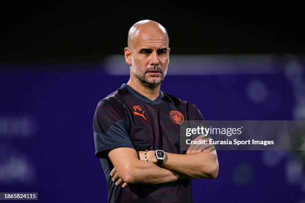 Manchester City Head Coach Pep Guardiola during the Training Session ahead of Final match between Manchester City and Fluminense at King Abdullah...