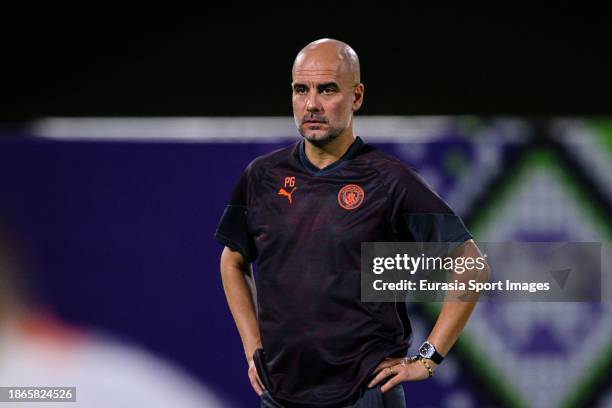 Manchester City Head Coach Pep Guardiola during the Training Session ahead of Final match between Manchester City and Fluminense at King Abdullah...