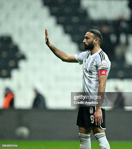 Cenk Tosun of Besiktas reacts after the Turkish Super Lig week 17 football match between Besiktas and Corendon Alanyaspor at Tupras Stadium in...