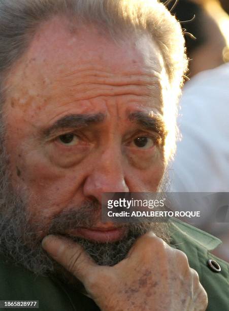 Cuban President Fidel Castro participates at a political meeting, 06 December 2005 in Cardenas city, province of Matanzas, some 80 miles east of...