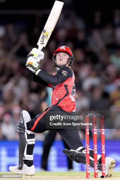 Melbourne Renegades player Jake Fraser-McGurk pulls during KFC Big Bash League T20 match between Melbourne Renegades and Brisbane Heat at the Marvel...