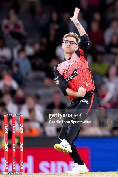 Melbourne Renegades player Adam Zampa bowls during KFC Big Bash League T20 match between Melbourne Renegades and Brisbane Heat at the Marvel Stadium...