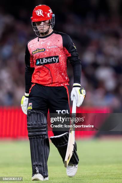 Melbourne Renegades player Jake Fraser-McGurk walks off after getting out during KFC Big Bash League T20 match between Melbourne Renegades and...