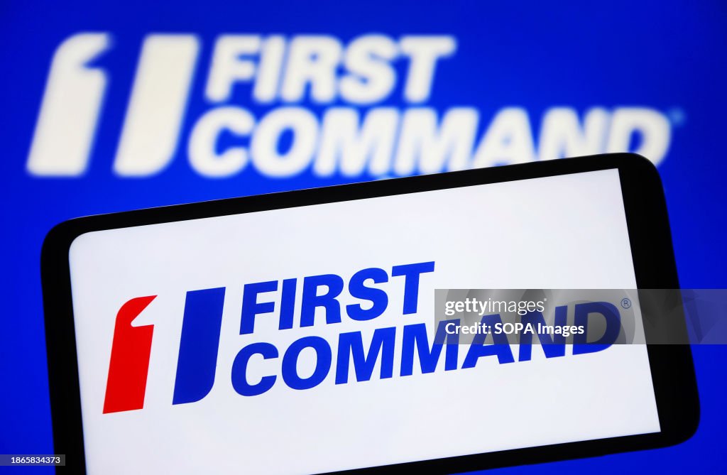 In this photo illustration, First Command logo is seen on a... News ...