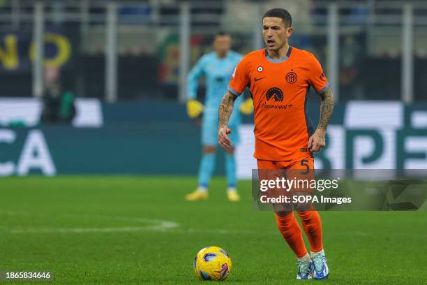 Stefano Sensi of FC Internazionale seen in action during the Coppa Italia 2023/24 Round of 16 football match between FC Internazionale and Bologna FC...