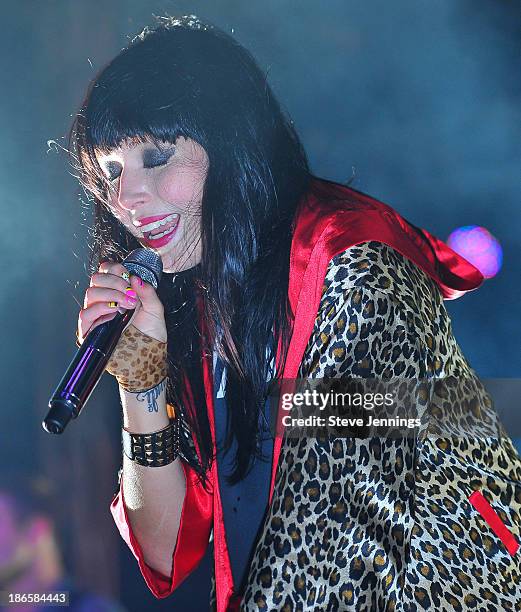 Alexis Krauss of Sleigh Bells performs on Day 2 of Treasure Island Music Festival at Treasure Island on October 20, 2013 in San Francisco, California.