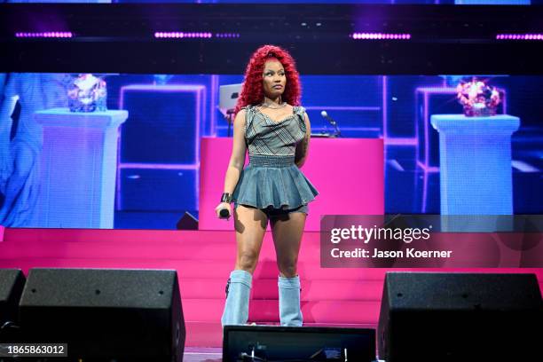 Nicki Minaj performs onstage during iHeartRadio Y100's Jingle Ball 2023 at Amerant Bank Arena on December 16, 2023 in Miami, Florida.