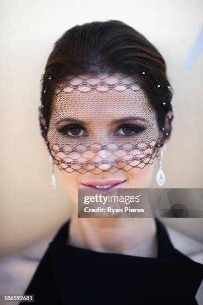 Kate Waterhouse arrives on Victoria Derby Day at Flemington Racecourse on November 2, 2013 in Melbourne, Australia.