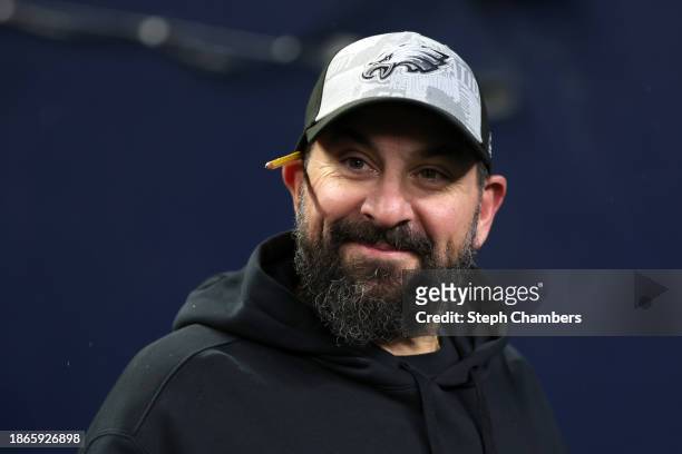 Philadelphia Eagles coach Matt Patricia looks on before a game against the Seattle Seahawks at Lumen Field on December 18, 2023 in Seattle,...