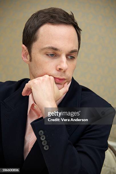 Jim Parsons at "The Big Bang Theory" Press Conference at the Four Seasons Hotel on October 30, 2013 in Beverly Hills.
