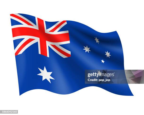 australia - vector waving realistic flag. flag of australia isolated on white background - australian flag stock illustrations