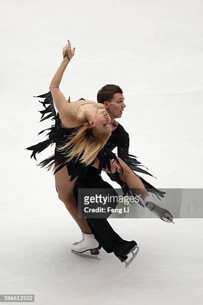 Ekaterina Bobrova and Dmitri Soloviev of Russia skate in the Ice Dance Free Dance during Lexus Cup of China ISU Grand Prix of Figure Skating 2013 at...