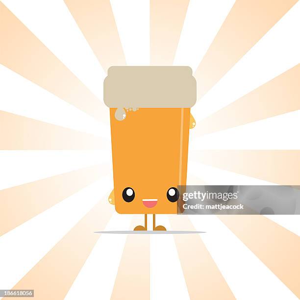 cartoon character of a glass of beer - stone crop plant stock illustrations