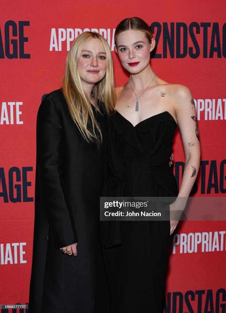 Dakota Fanning and Elle Fanning attend the "Appropriate" Broadway