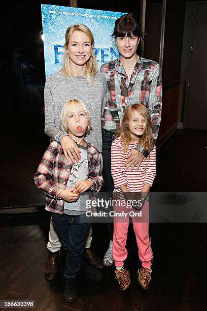 Actress Naomi Watts with son Alexander Schreiber and Sunrise Coigney with daughter Odette Ruffalo attend The Cinema Society's special screening of...