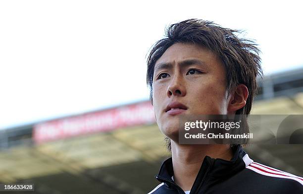 Tadanari Lee of Southampton looks on during the Barclays Premier League match between Stoke City and Southampton on November 02, 2013 in Stoke on...