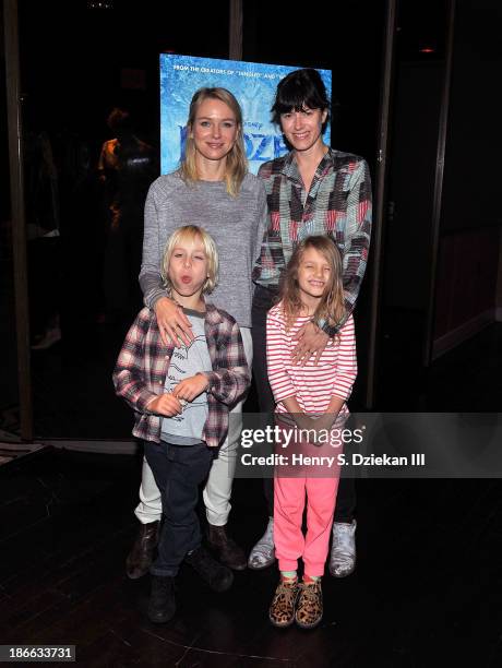 Actress Naomi Watts with son Alexander Schreiber and Sunrise Coigney with daughter Odette Ruffalo attend the Disney & The Cinema Society screening of...