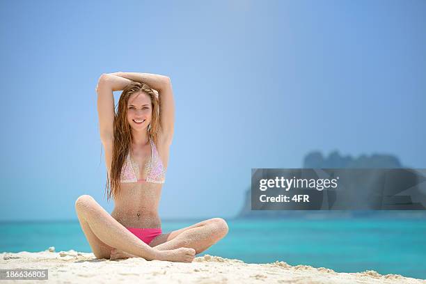 beach beauty - asian swimsuit models stock pictures, royalty-free photos & images