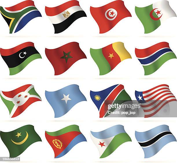 ilustraciones, imágenes clip art, dibujos animados e iconos de stock de colección de banderas de áfrica - mauritania flag