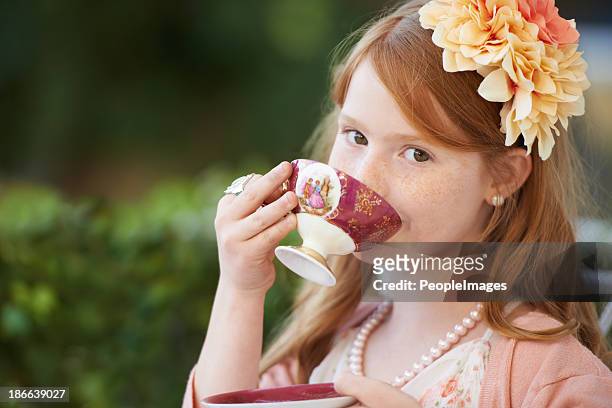 sipping my tea... - princess party stock pictures, royalty-free photos & images