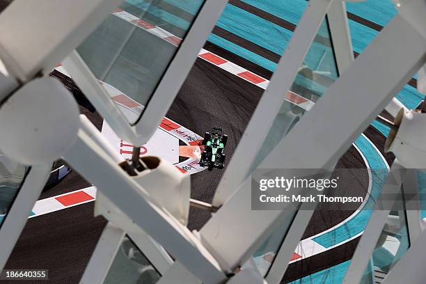 Giedo van der Garde of The Netherlands and Caterham drives during the final practice session prior to qualifying for the Abu Dhabi Formula One Grand...