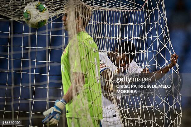 Porto's forward Ricardo Pereira reacts after missing a goal opportunity during the Portuguese league football match Belenses vs FC Porto at Restelo...