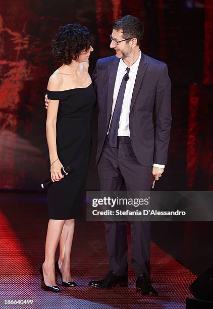 Giorgia and Fabio Fazio attend 'Che Fa' TV Show on November 2, 2013 in Milan, Italy.