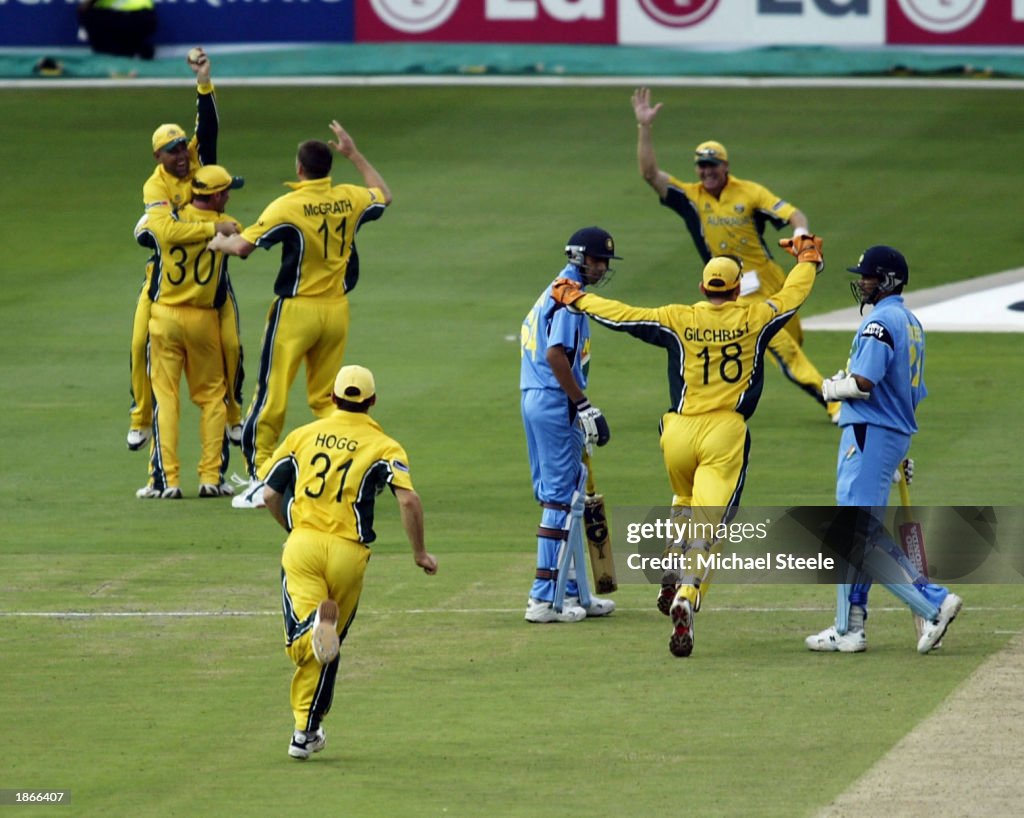 The final wicket of Zaheer Khan of India, caught by Darren