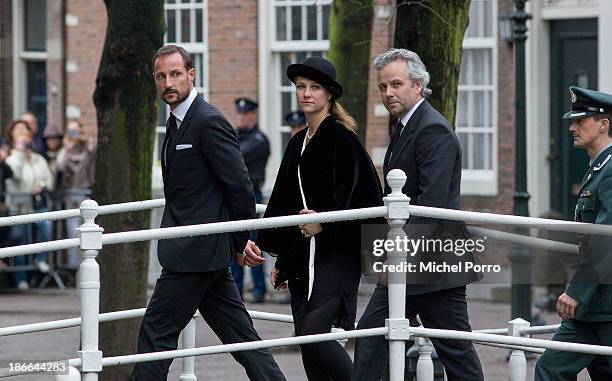 Crown Prince Haakon of Norway, Princess Martha-Louise of Norway and Ari Behn arrive at the memorial service for Prince Friso who died in august this...