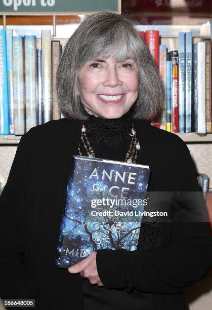 Author Anne Rice attends a signing for her book "The Wolves of Midwinter" at Barnes & Noble bookstore at The Grove on November 2, 2013 in Los...