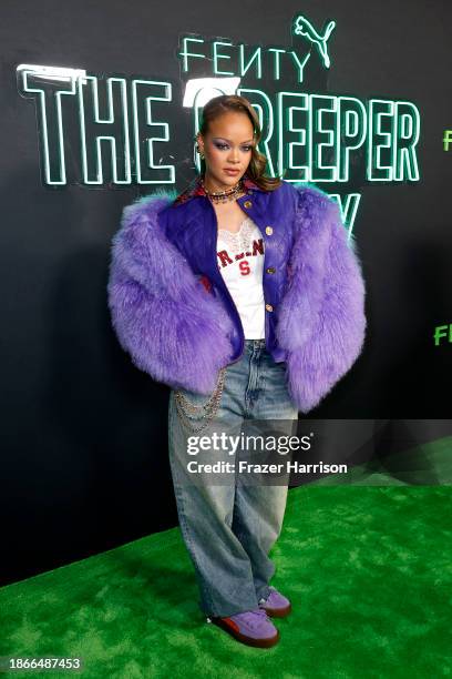 Rihanna attends the FENTY x PUMA Sneaker Launch Party at NeueHouse Los Angeles on December 18, 2023 in Hollywood, California.