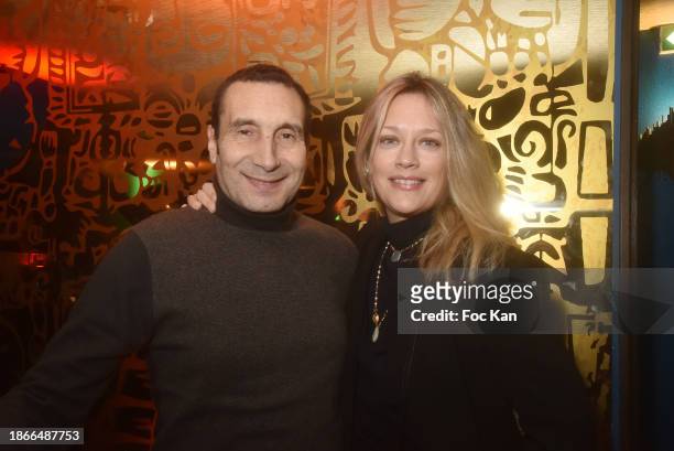 Actor Zinedine Soualem and painter Caroline Faindt attend “Cerise Paris Magazine” New Issue Launch Cocktail Party at the Coya on December 18, 2023 in...