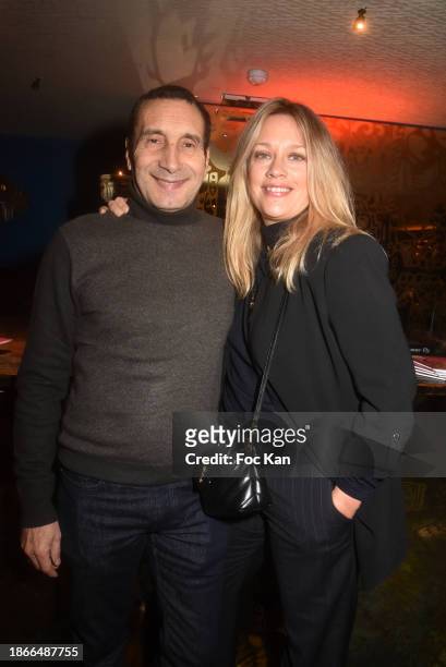 Actor Zinedine Soualem and painter Caroline Faindt attend “Cerise Paris Magazine” New Issue Launch Cocktail Party at the Coya on December 18, 2023 in...