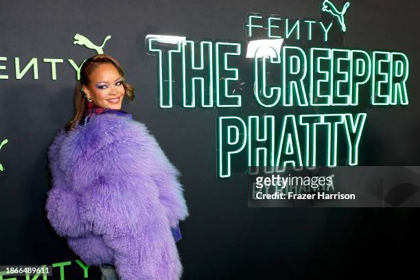 Rihanna attends the FENTY x PUMA Sneaker Launch Party at NeueHouse Los Angeles on December 18, 2023 in Hollywood, California.