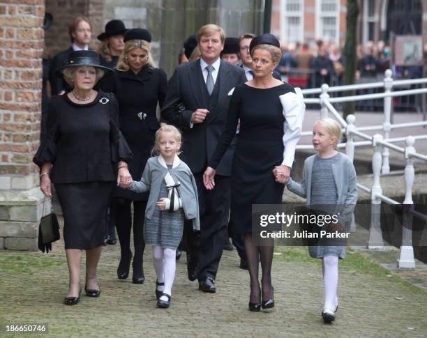 Princess Beatrix of the Netherlands, King Willem of the Netherlands, and Queen Maxima of the Netherlands, Princess Mabel of the Netherlands, with her...